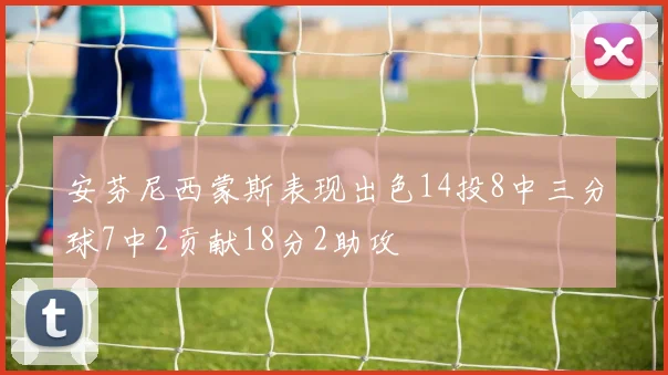 安芬尼西蒙斯表现出色14投8中三分球7中2贡献18分2助攻