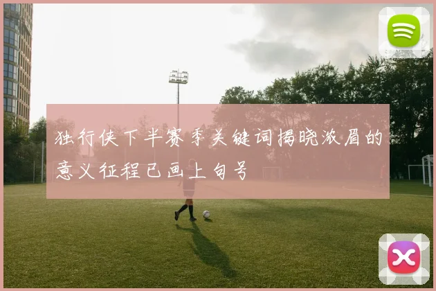 独行侠下半赛季关键词揭晓浓眉的意义征程已画上句号